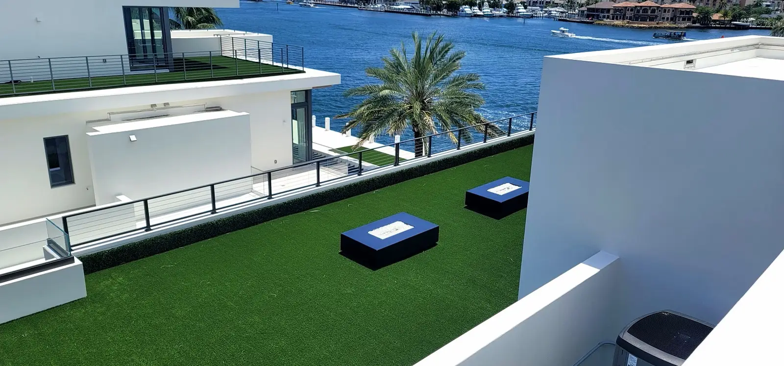 Low slope patio roofing integration in Plantation
